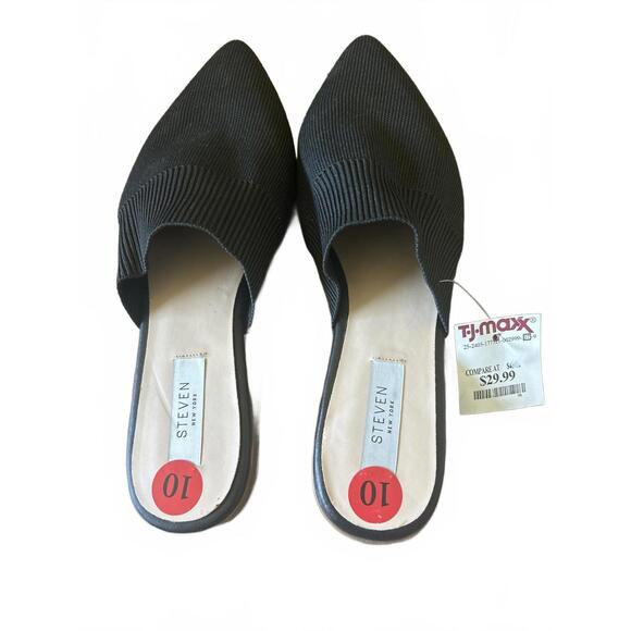 Steven by Steve Madden Black Knit Pointed Toe Mules Size 10 NWT - Picture 1 of 7